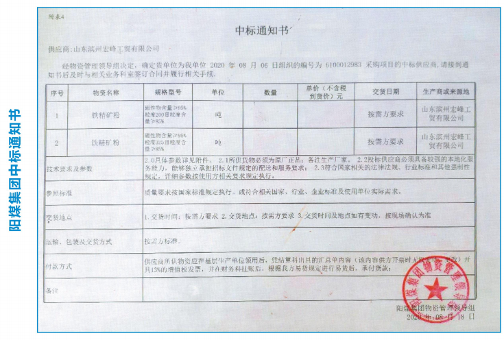 阳煤集团中标书